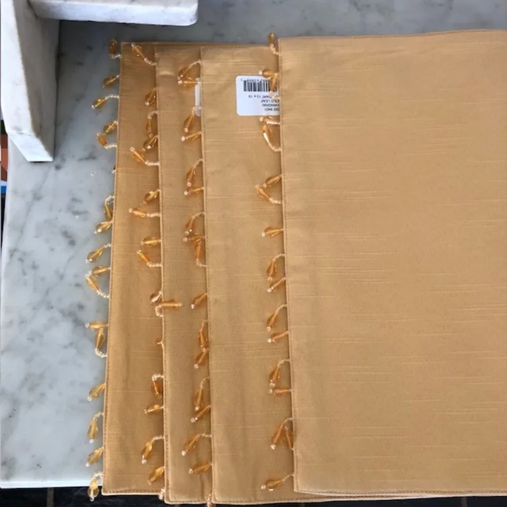 WATERFORD Shanghai Gold Leaf Beaded Place Mats 4